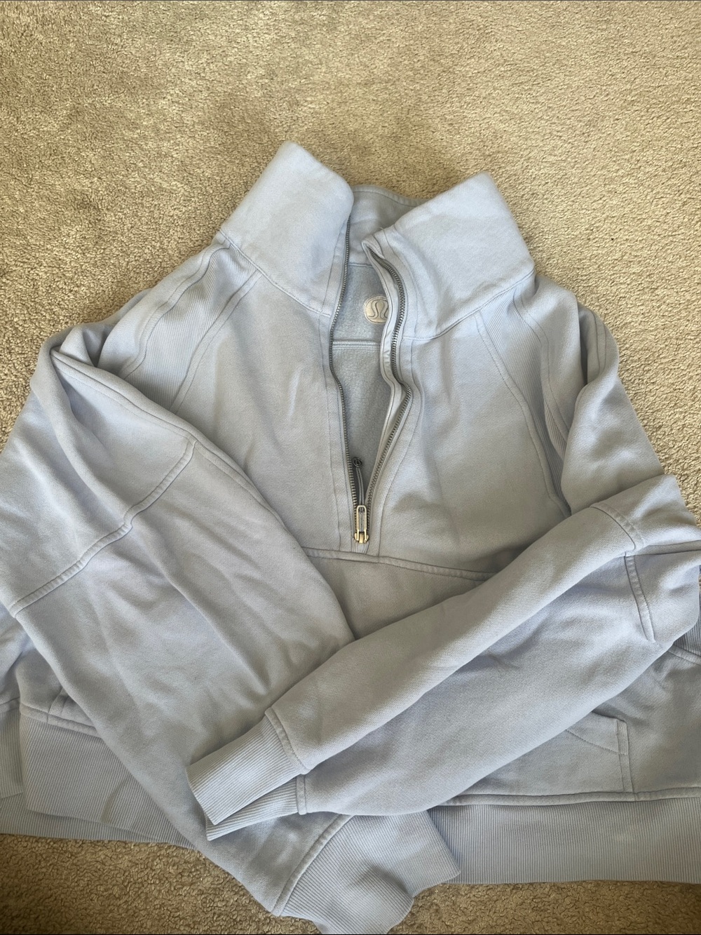 lululemon Women's Pale Blue Half-Zip oversized funnel neck